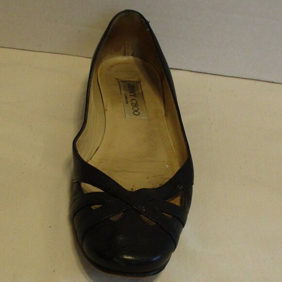 Jimmy Choo Woman Size 37 Black Tan Slide On Flat Shoes - Picture 3 of 13